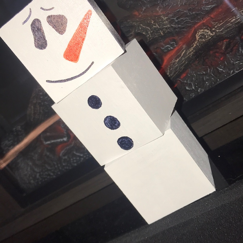 New Handmade Snowman 3 blocks 2 Faces CHRISTMAS - Picture 2 of 8